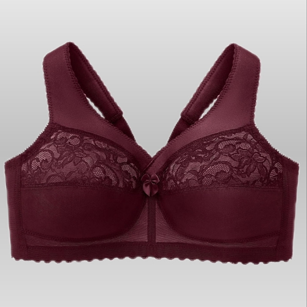 Glamorise Full Figure Bra 40I (6D) Burgundy Lace Wire Free Comfy Support (NWOT)